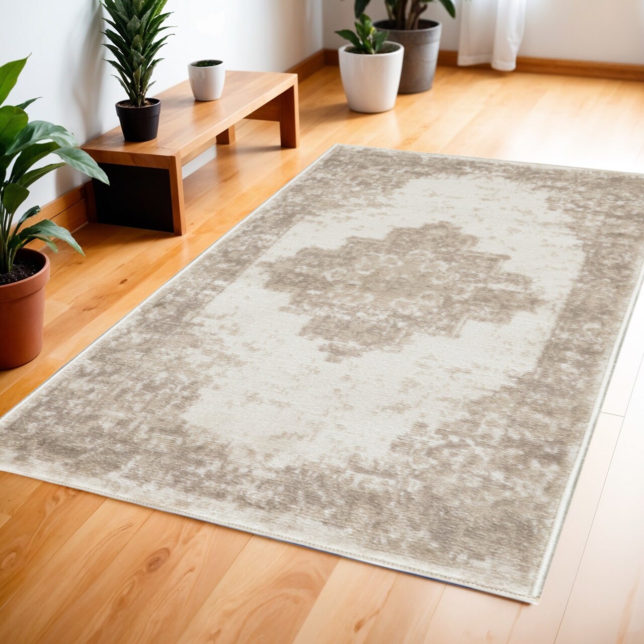 Edge Collections - 4' X 6' - White - Floral Area Rug for Adding Warmth to Any Room - 1 Piece